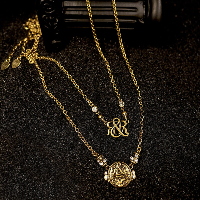 Crest Medallion Layered Necklace