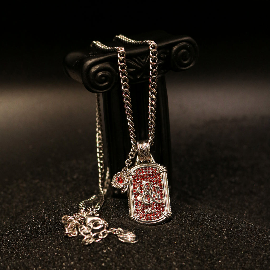 Crimson Pavé Shield Pendant Necklace