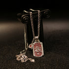 Crimson Pavé Shield Pendant Necklace