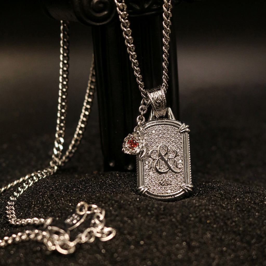 Crimson Pavé Shield Pendant Necklace