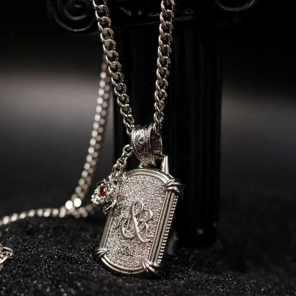 Crimson Pavé Shield Pendant Necklace