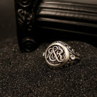 Cubic Zirconia-Embellished RR Monogram Signet Ring