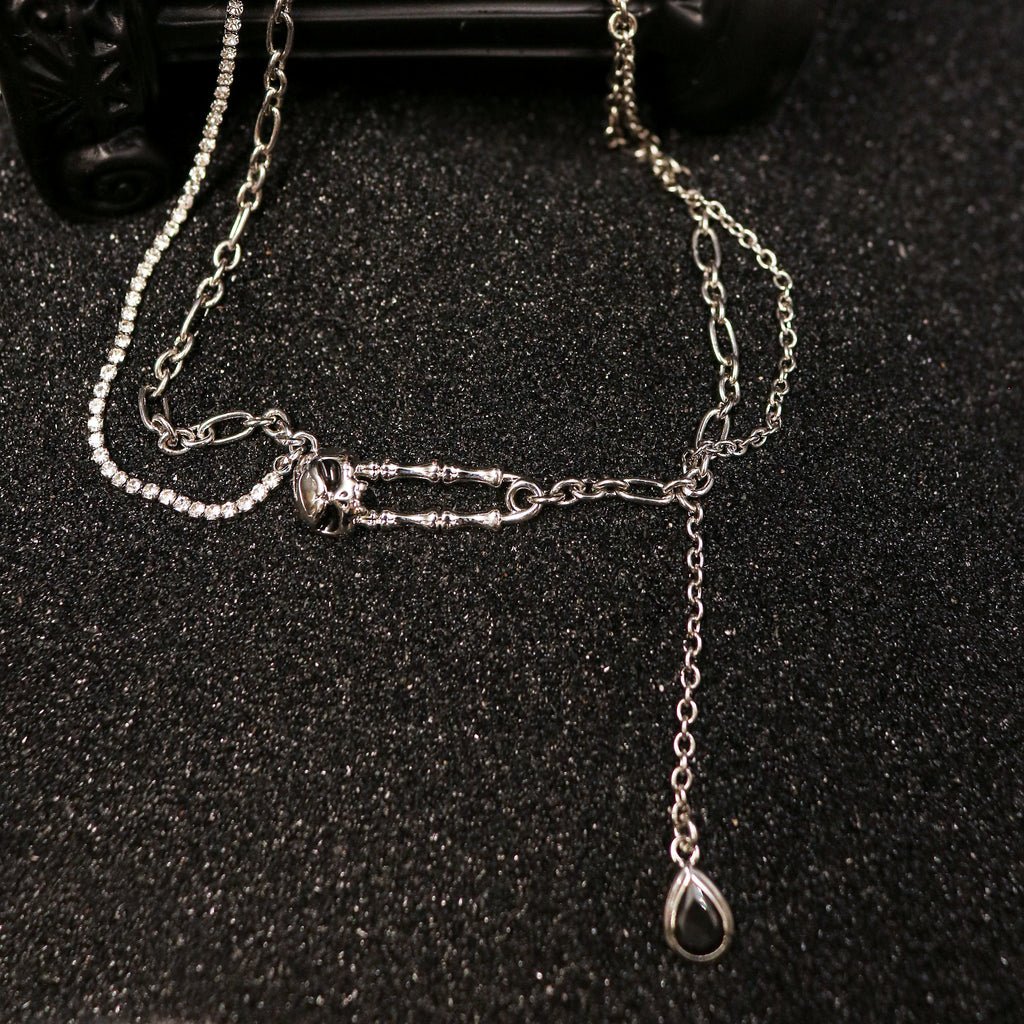 Bone Link CZ Teardrop Chain Necklace
