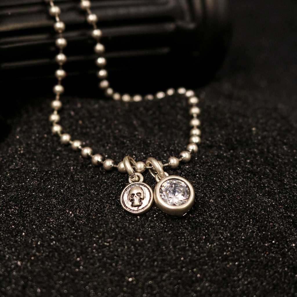 Skull Crystal Ball Chain Necklace