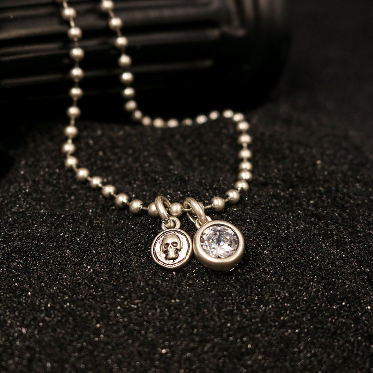 Skull Crystal Ball Chain Necklace