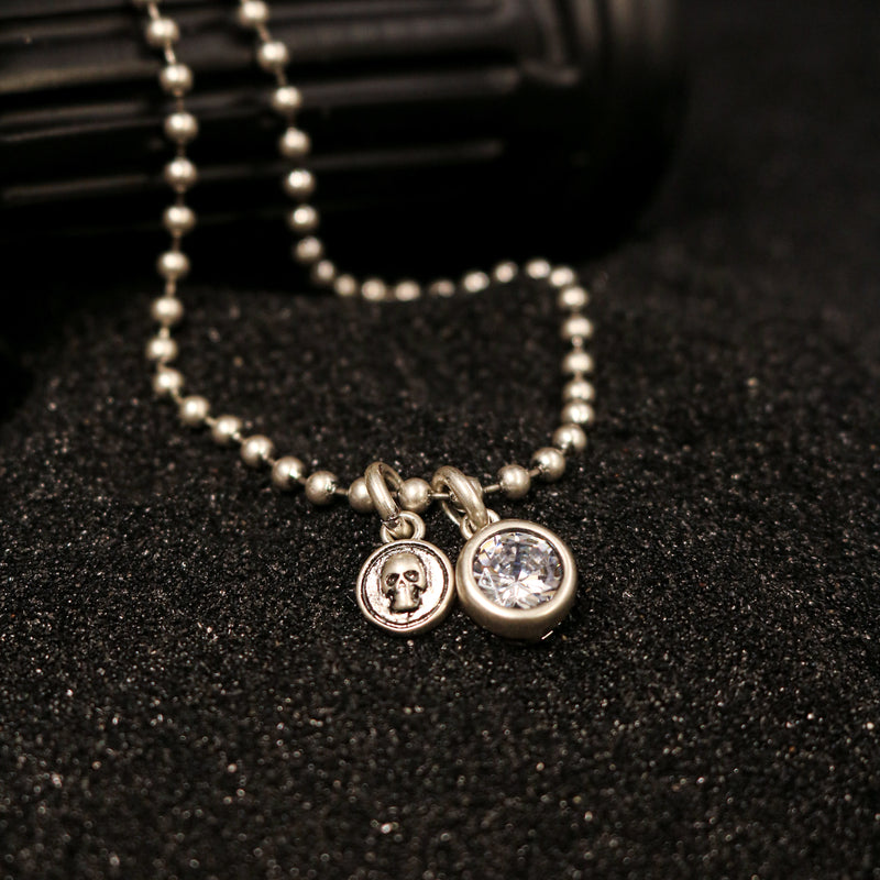 Skull Crystal Ball Chain Necklace