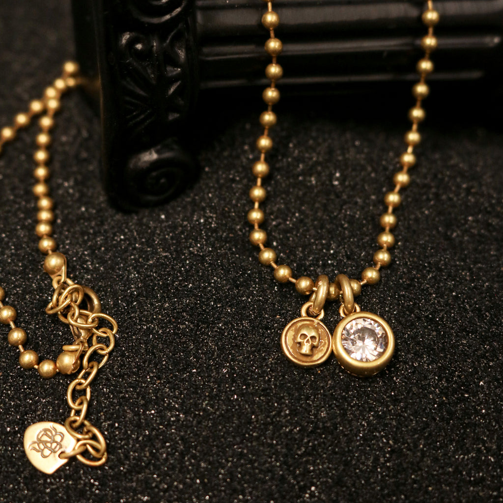 Skull Crystal Ball Chain Necklace