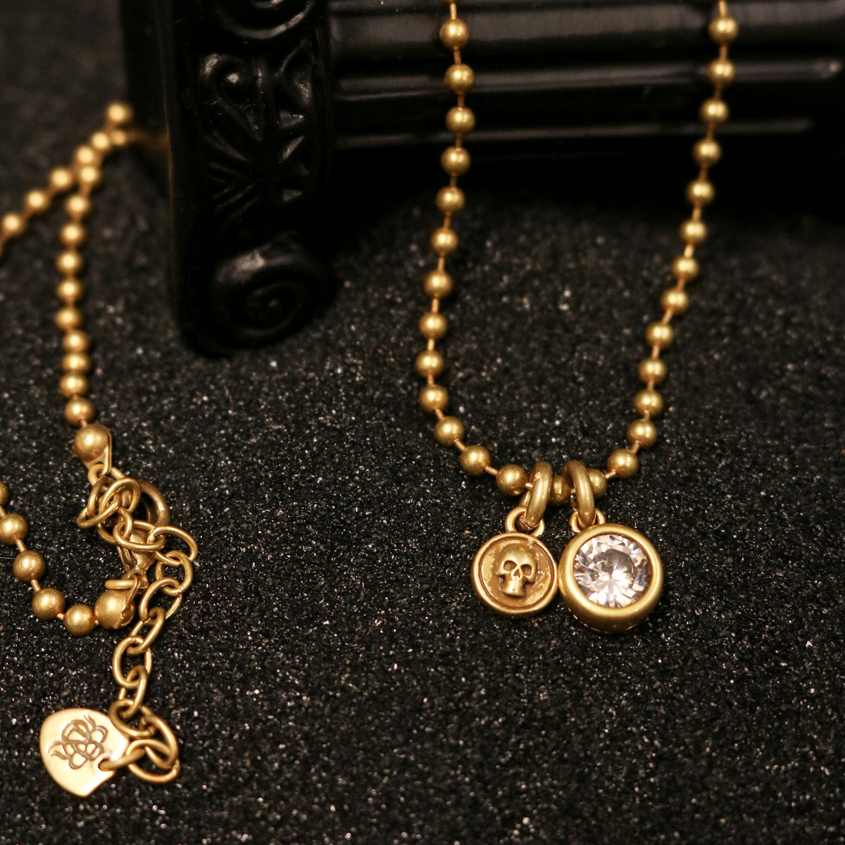 Skull Crystal Ball Chain Necklace