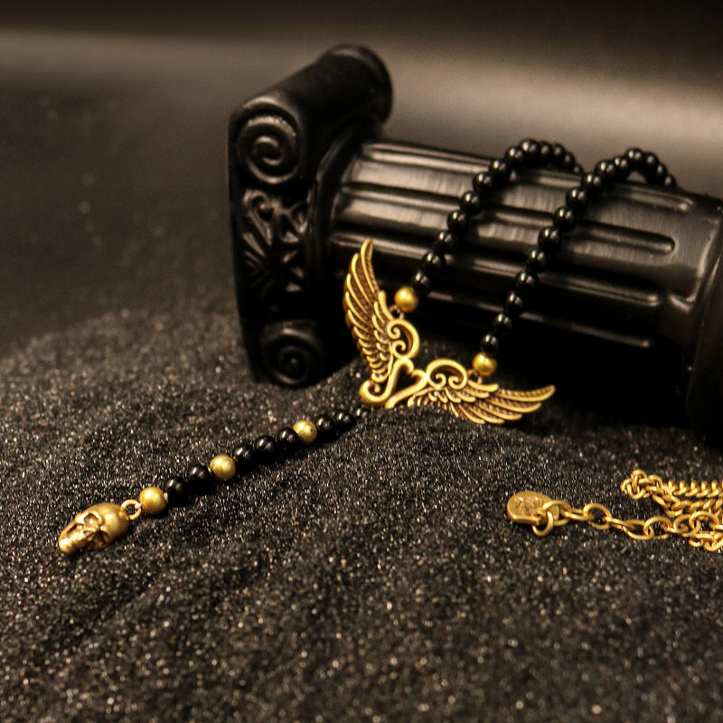 Winged Relic Beaded Necklace