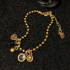 Skull Cubic Zirconia Charm Beaded Wristband