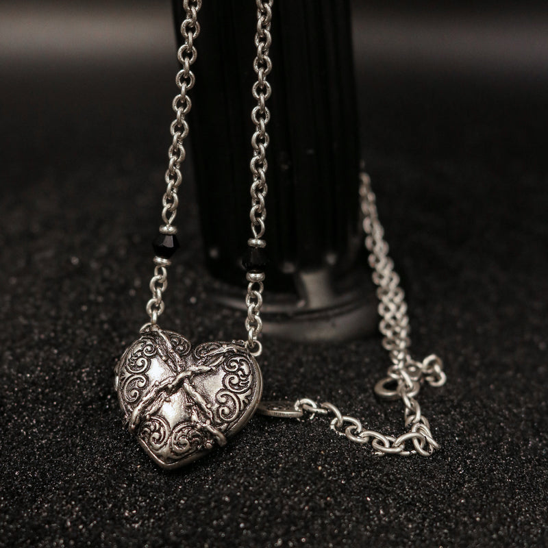 Ornate Winged Heart Chain Necklace