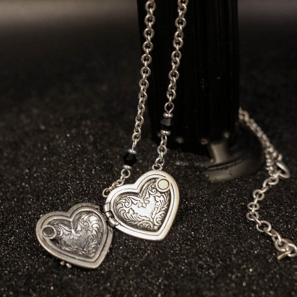 Ornate Winged Heart Chain Necklace