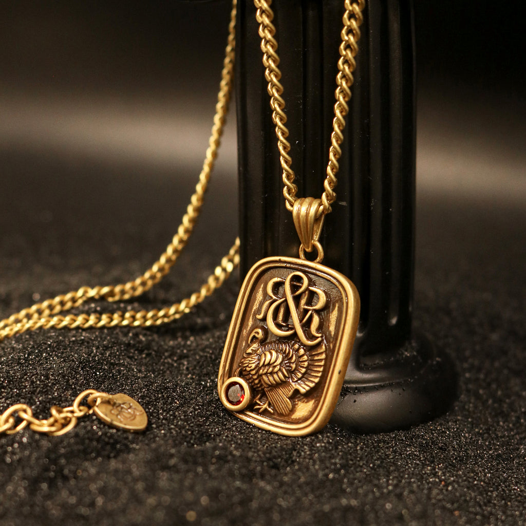 RR Relic Frame Monogram Pendant Necklace