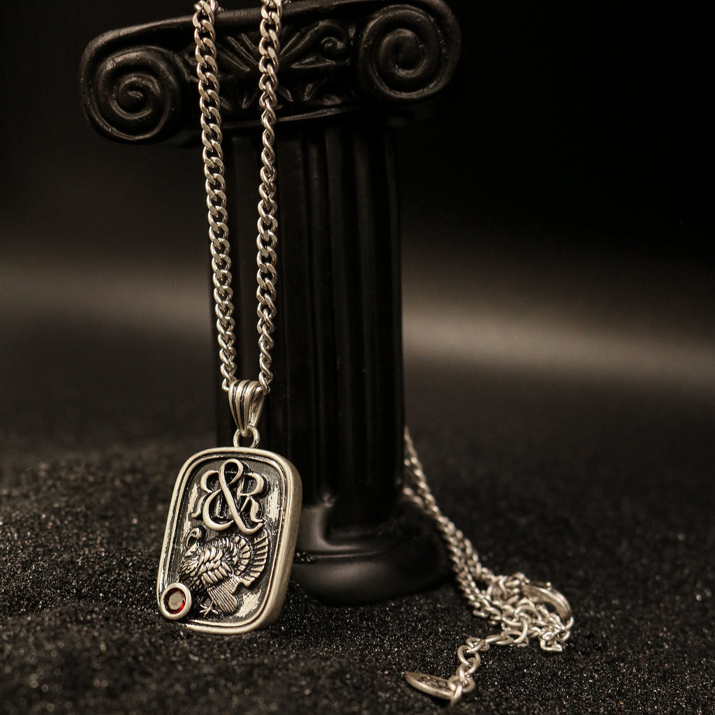 RR Relic Frame Monogram Pendant Necklace