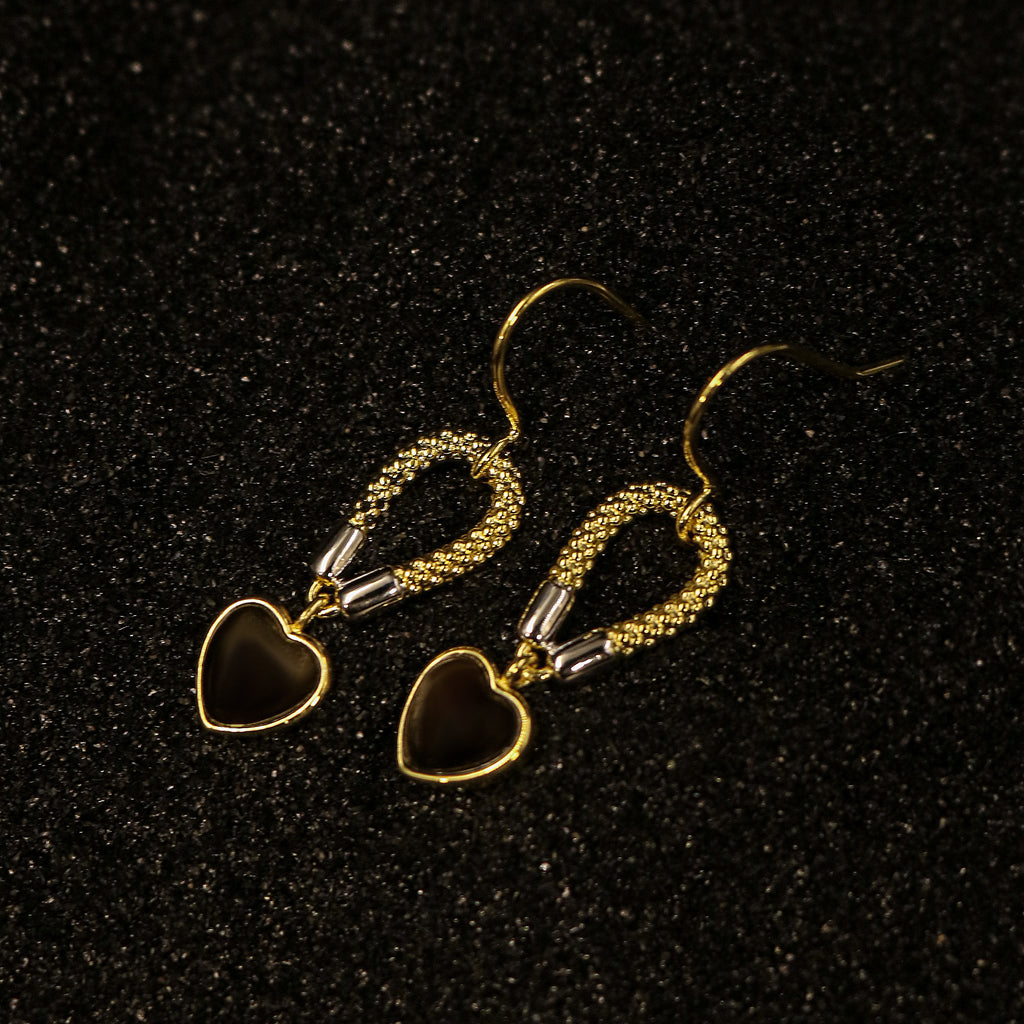 Two-Tone Rope Heart Drop Earrings