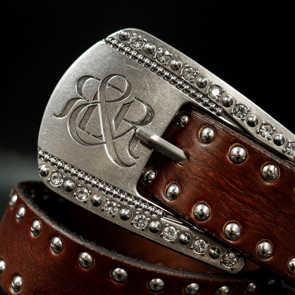 Studded Logo Buckle Belt