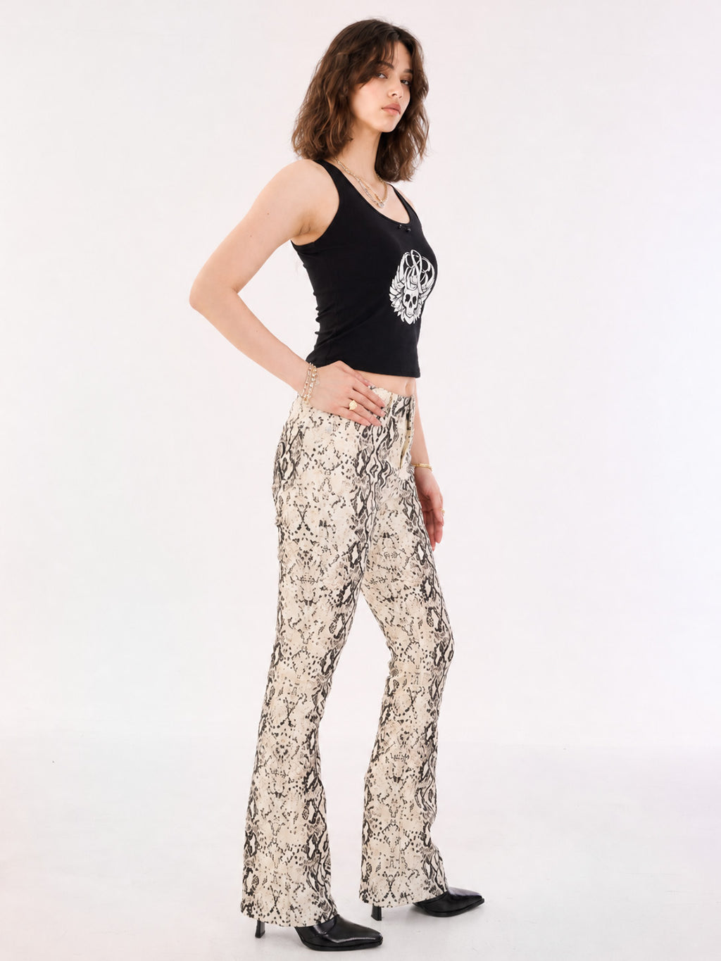 Fever Snakeskin Print Bootcut Jean