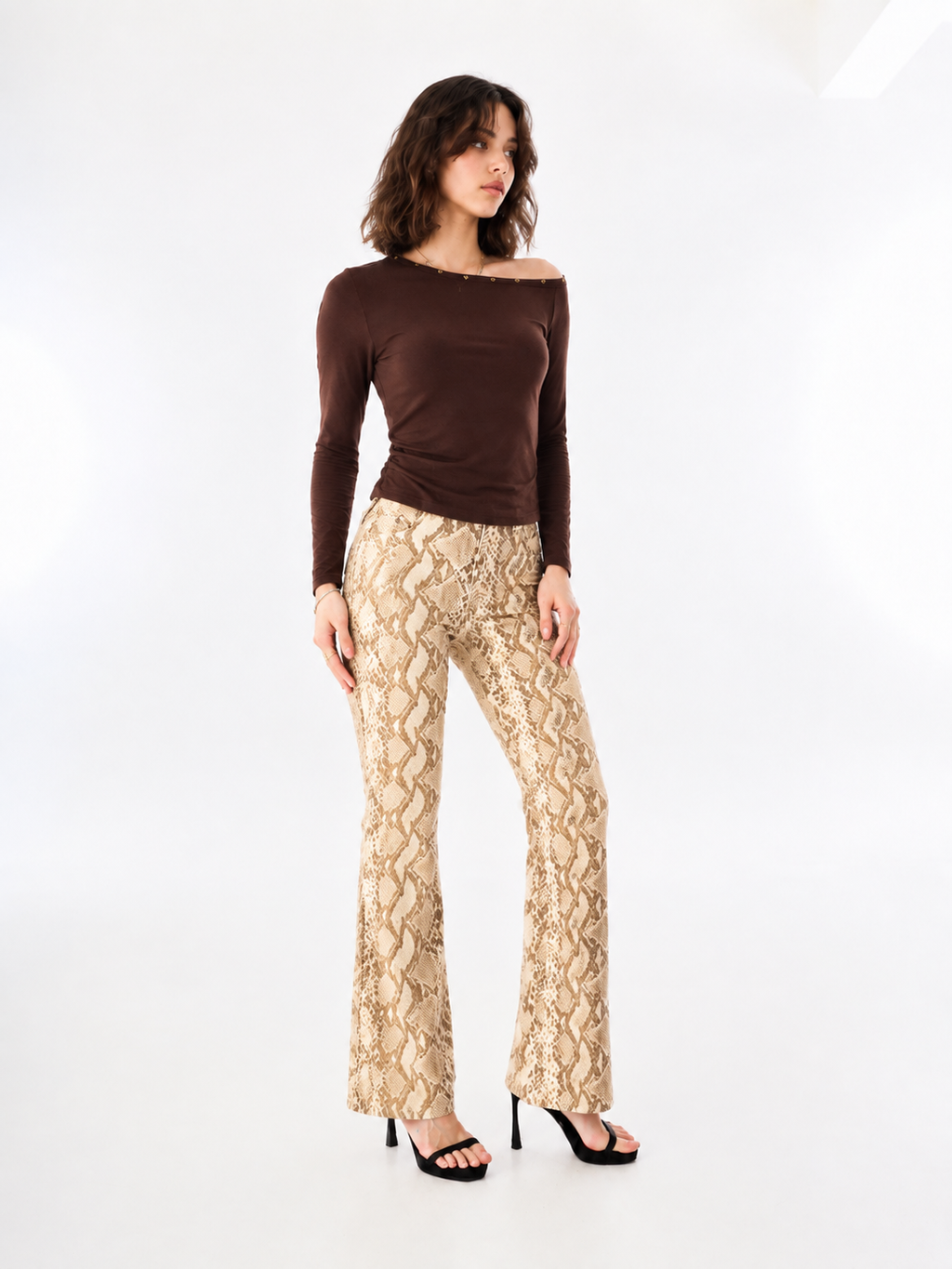 Kaia Cream Snakeskin Straight Jean