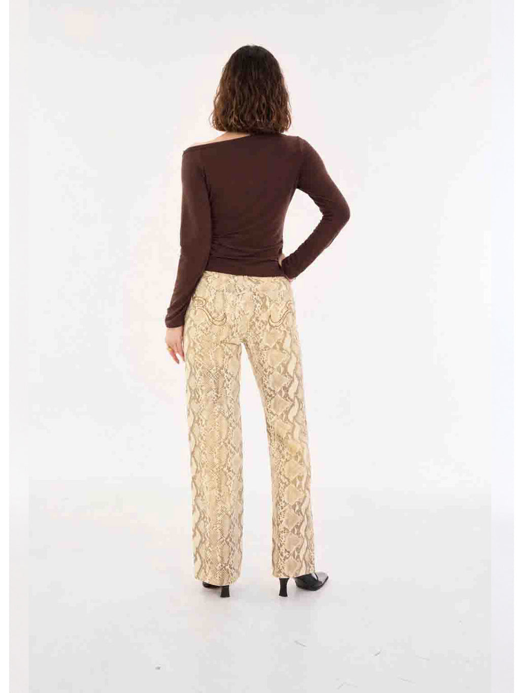 Kaia Cream Snakeskin Straight Jean