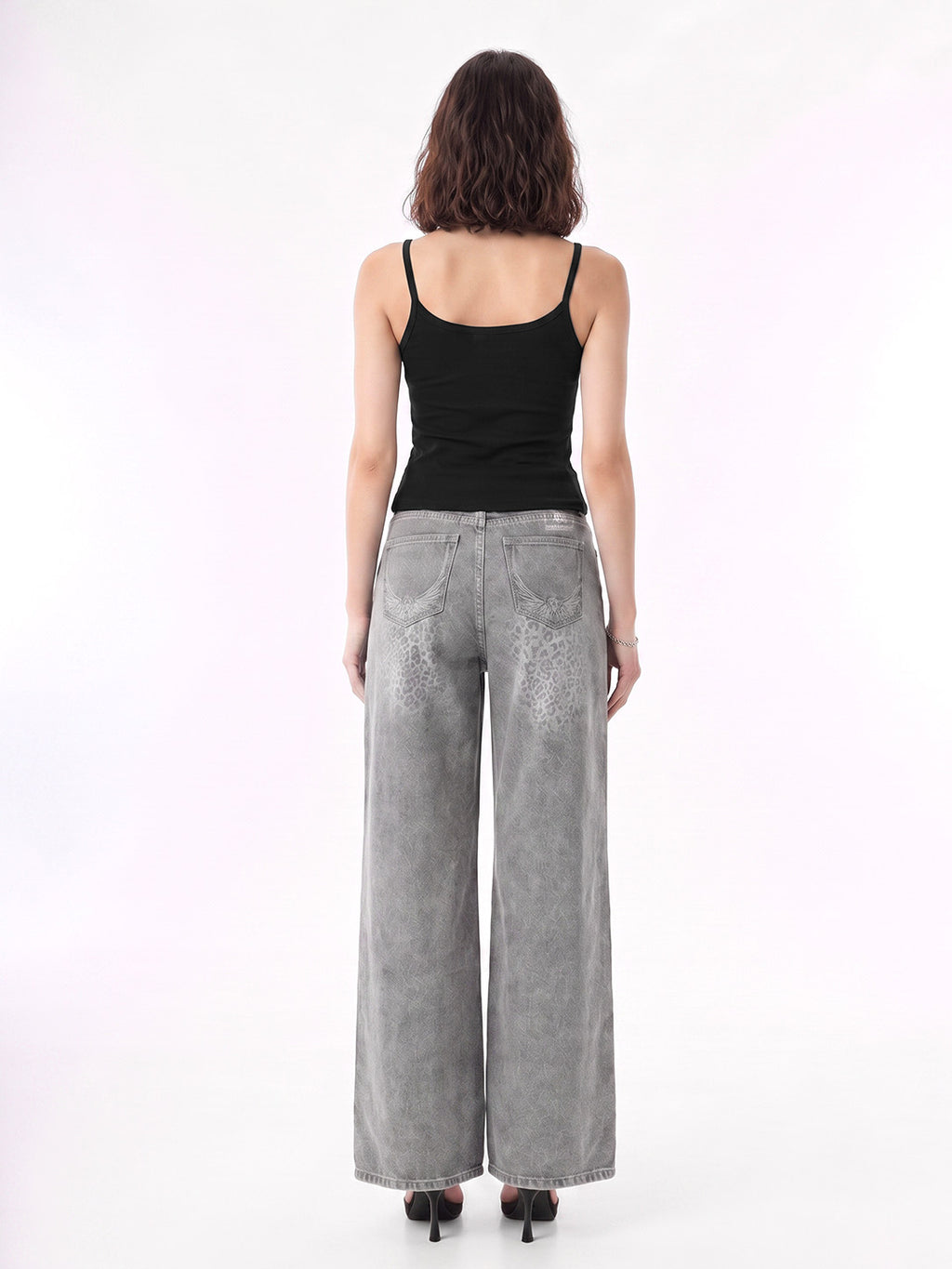 Rowan Black Leopard Barrel Leg Jean