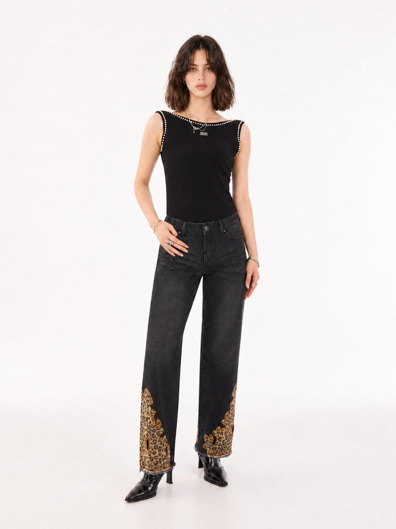 Kaia Frayed Hem Straight Jean