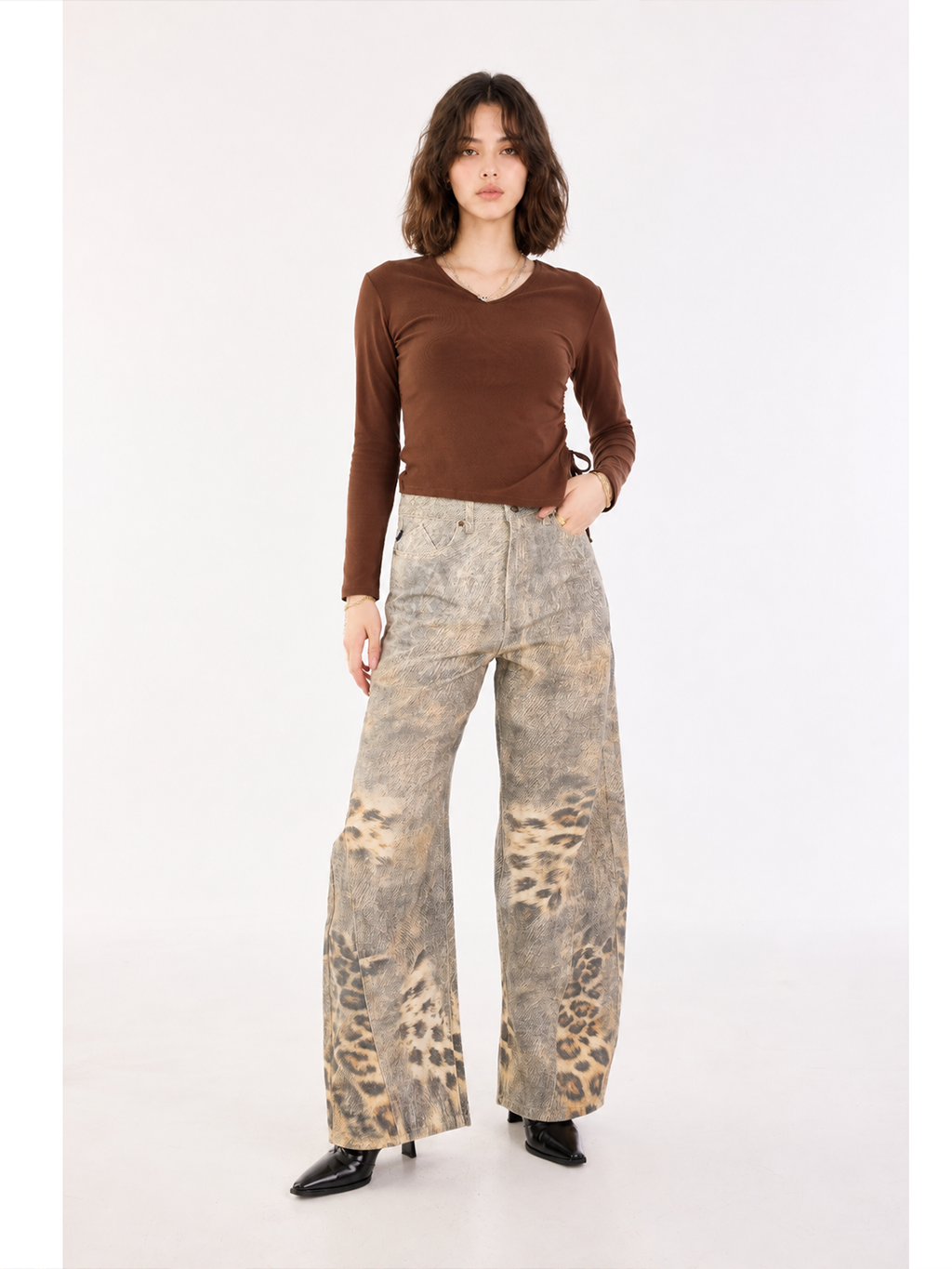 Rowan Leopard Patch Barrel Leg Jean