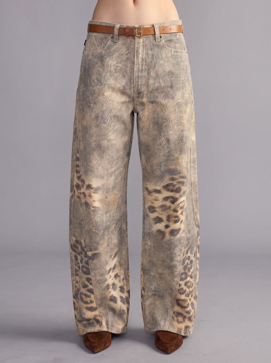 Rowan Leopard Patch Barrel Leg Jean