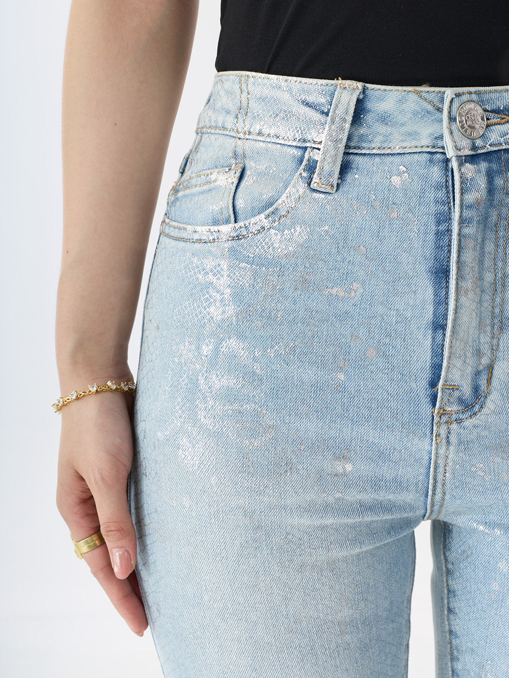 Kaia Rhinestone R Straight Jean