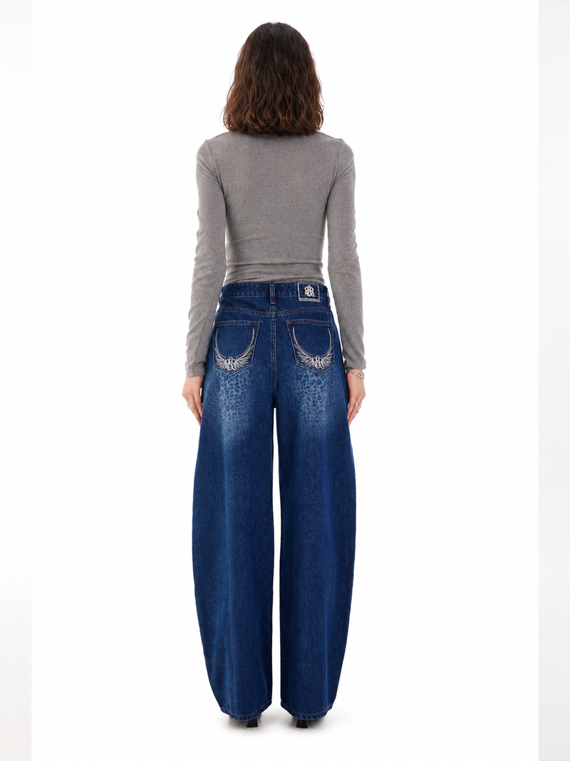 Kendall Leopard Fade Wide Leg Jean