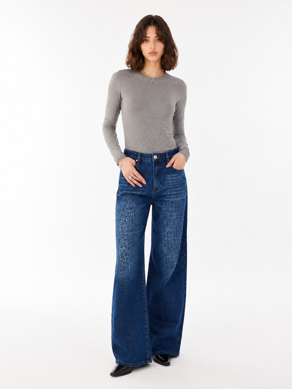 Kendall Leopard Fade Wide Leg Jean