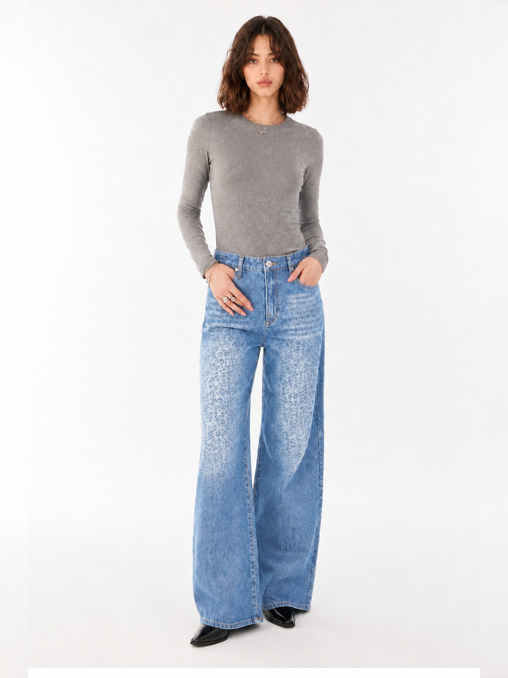 Kendall Leopard Fade Wide Leg Jean