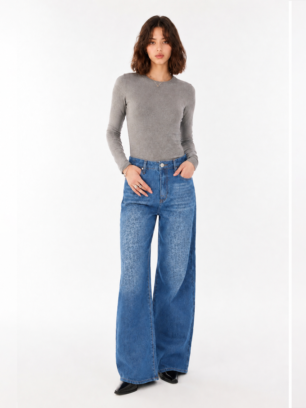 Kendall Leopard Fade Wide Leg Jean