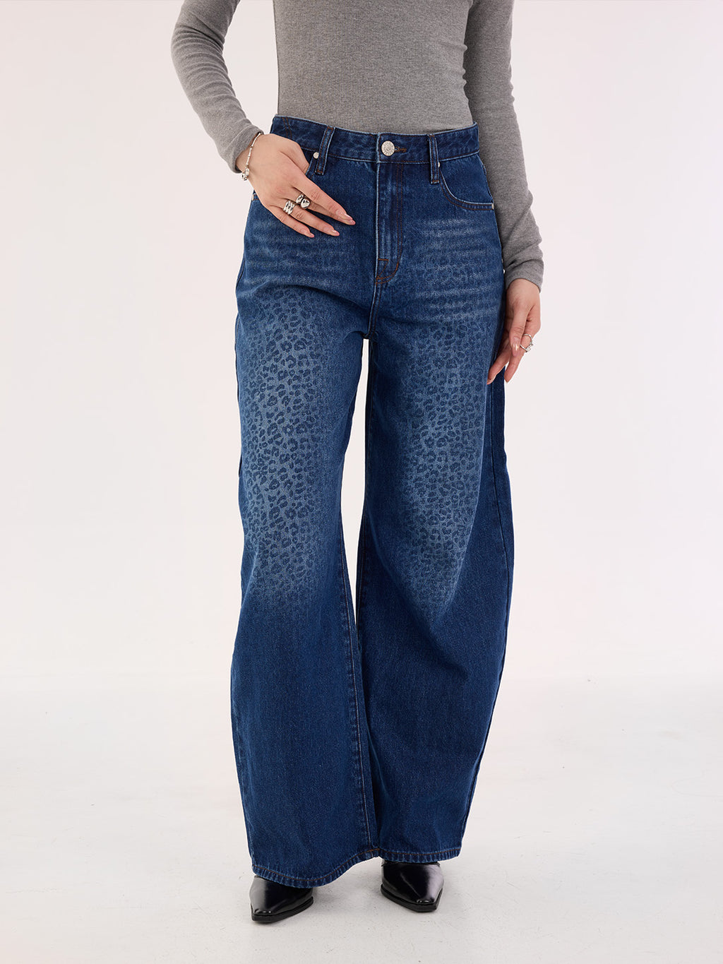 Kendall Leopard Fade Wide Leg Jean