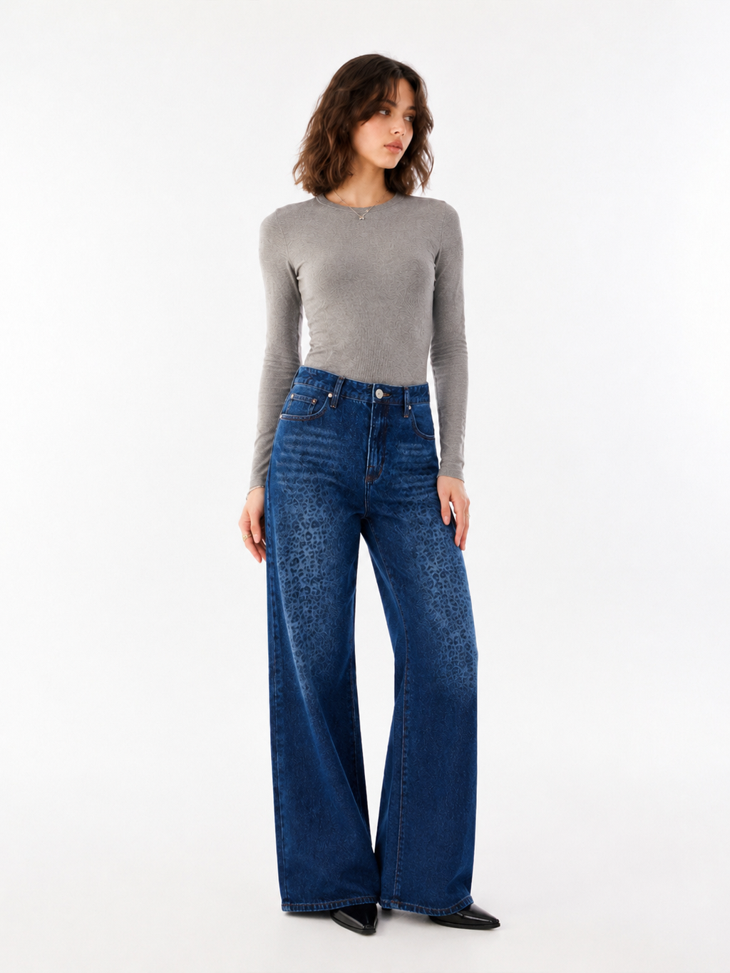 Kendall Leopard Fade Wide Leg Jean