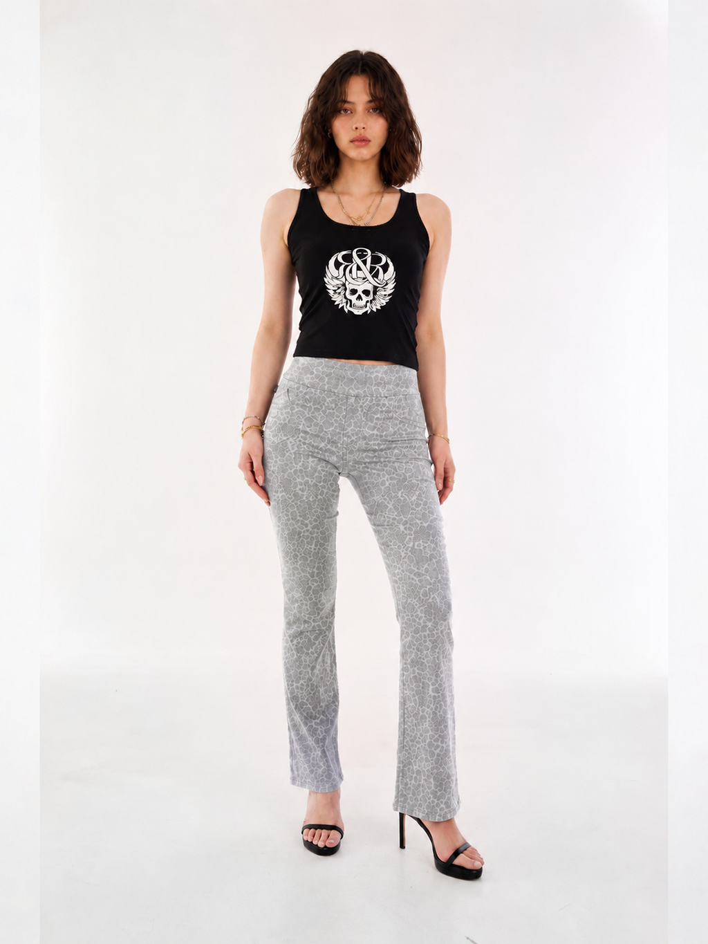 Fever Black Leopard Bootcut Jean