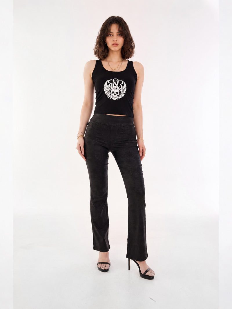 Fever Black Leopard Bootcut Jean