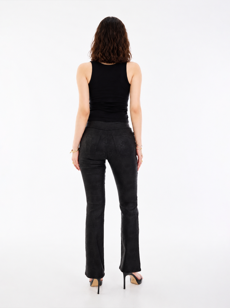 Fever Black Leopard Bootcut Jean