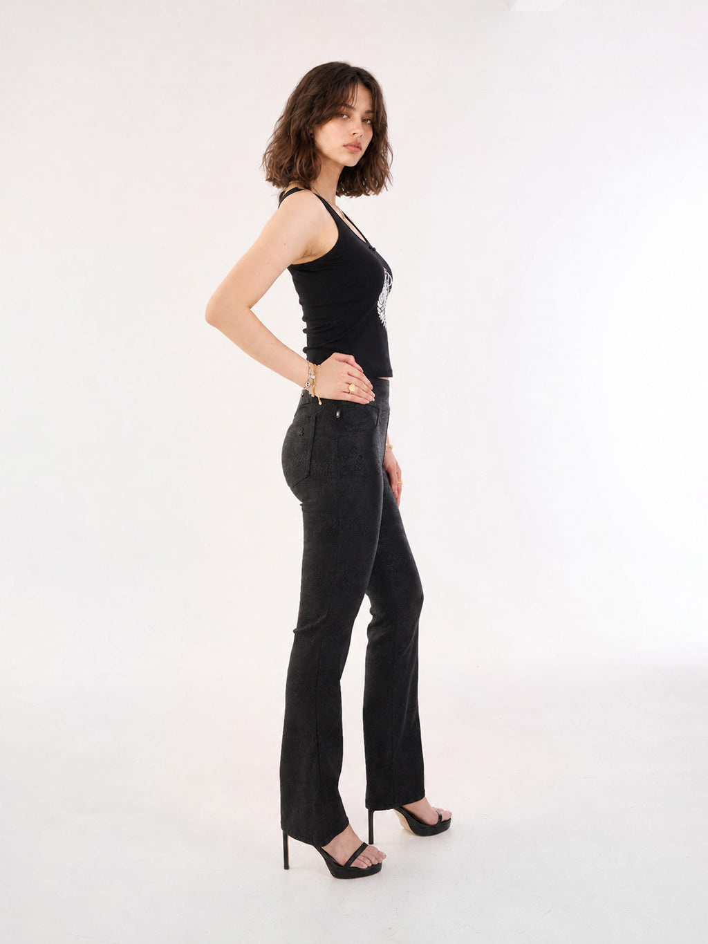 Fever Black Leopard Bootcut Jean