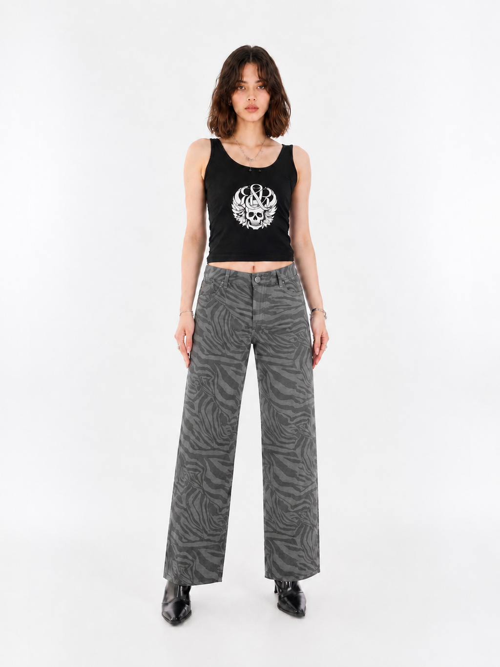 Kaia Tonal Zebra Straight Jean