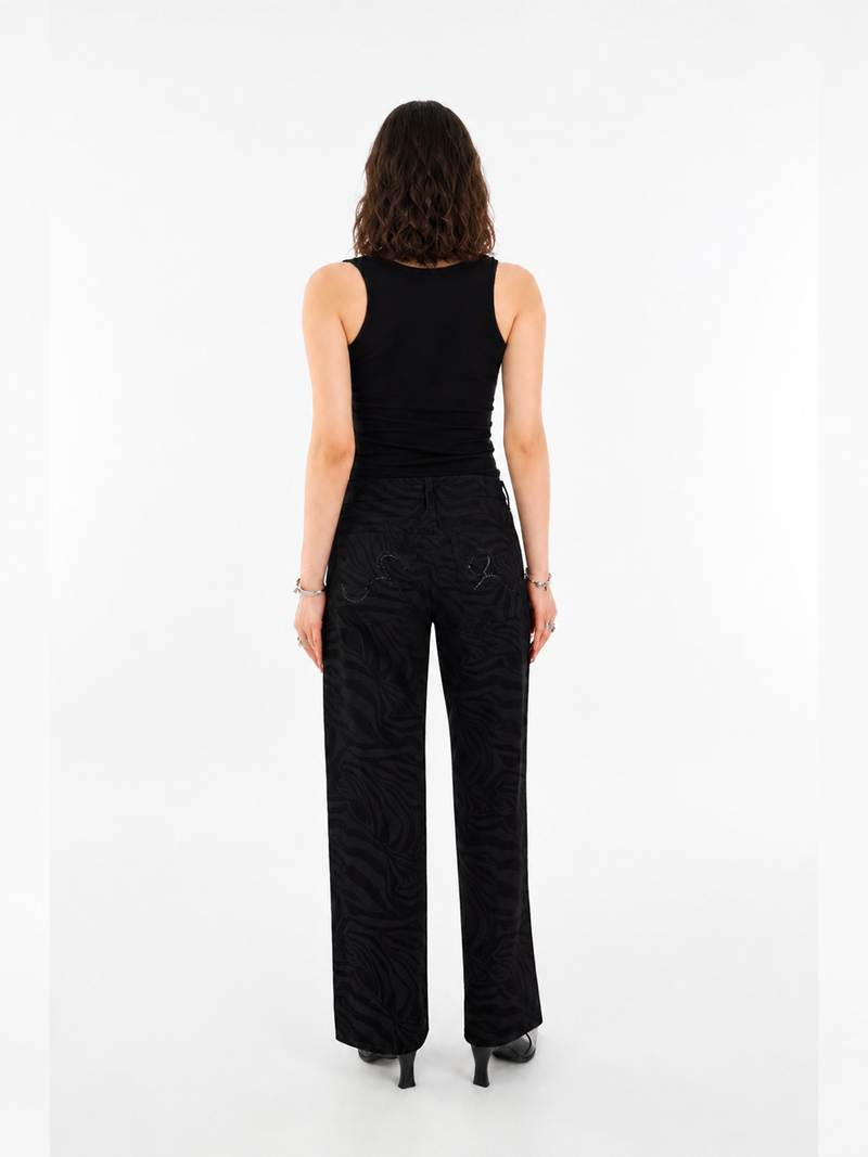 Kaia Tonal Zebra Straight Jean