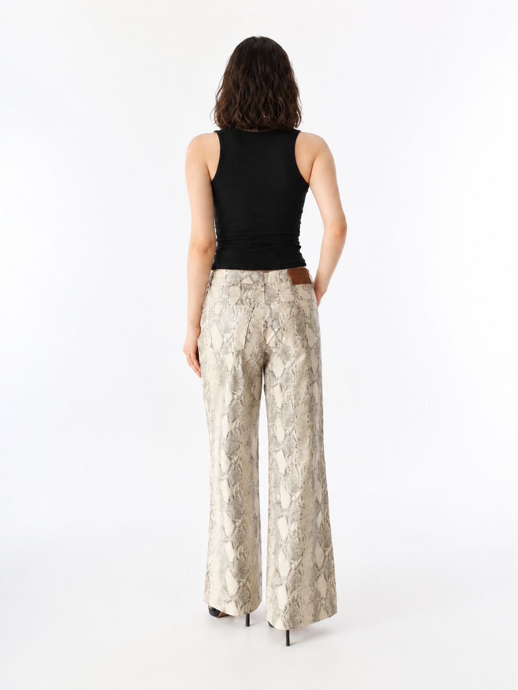 Kendall Cream Snakeskin Wide Leg Jean