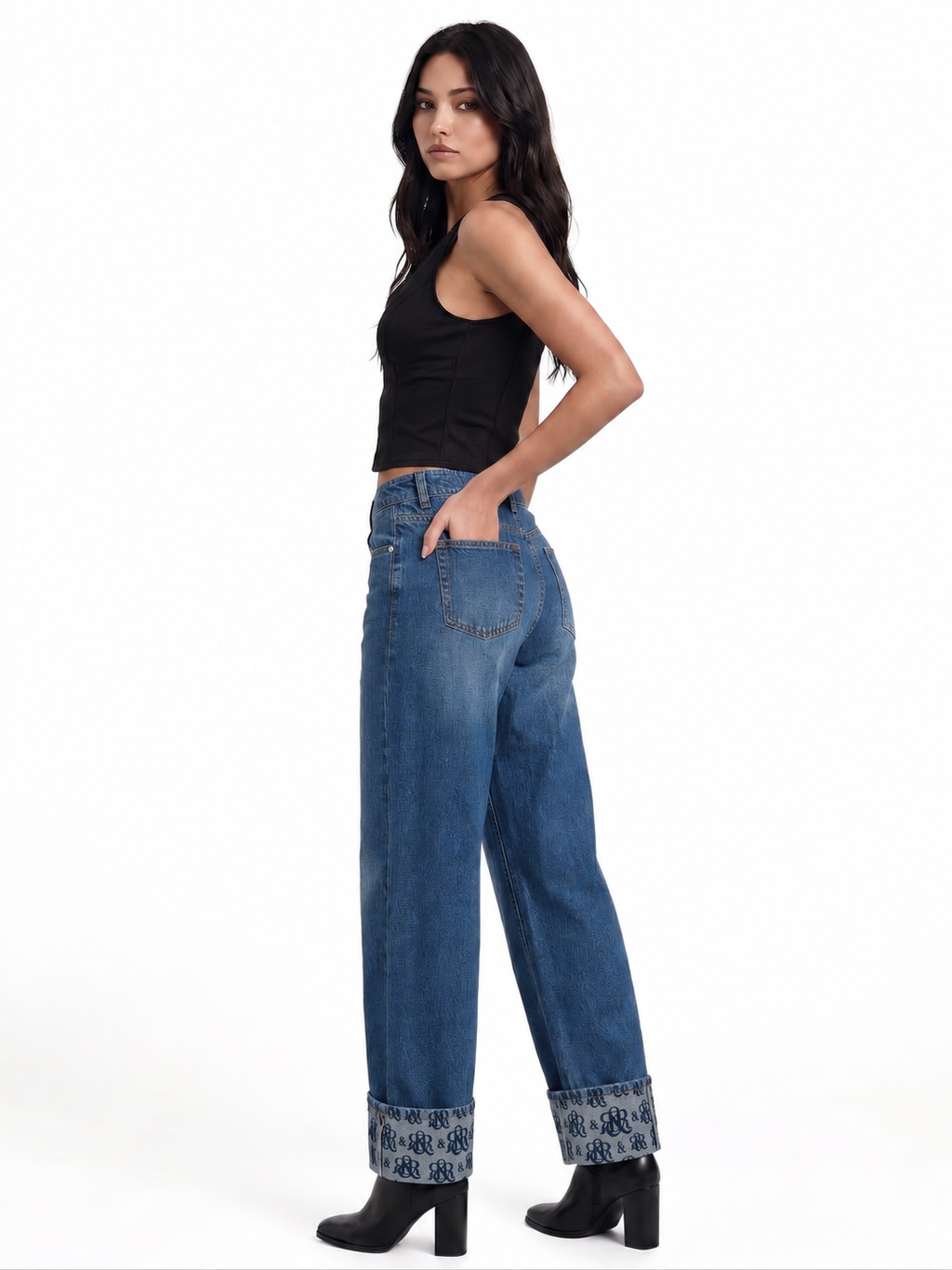 Kendall Leopard Hem Wide Leg Jean