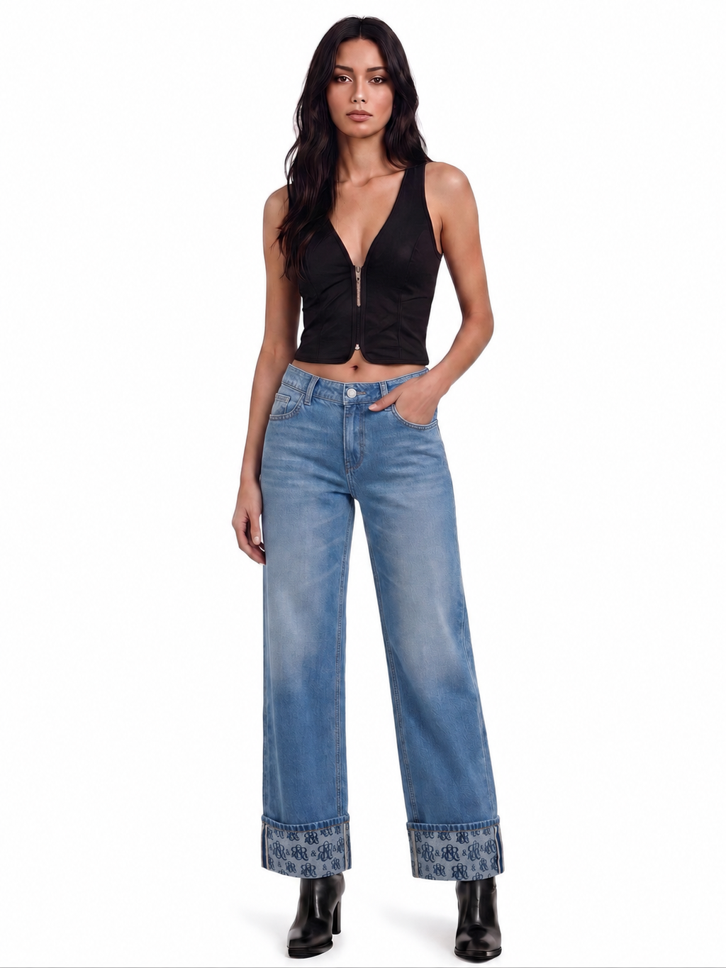 Kendall Leopard Hem Wide Leg Jean