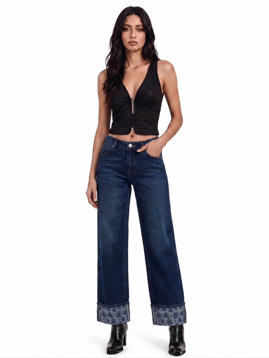 Kendall Leopard Hem Wide Leg Jean