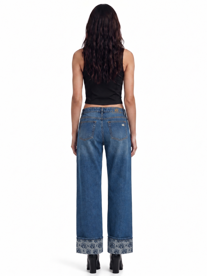 Kendall Leopard Hem Wide Leg Jean
