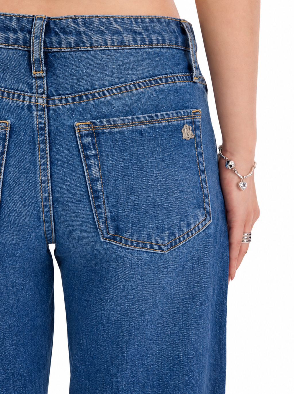 Kendall Low Rise Eyelet Hem Wide Leg Jean