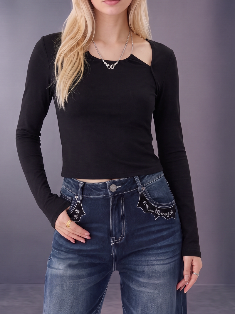 Asymmetric Wrap Fitted Top
