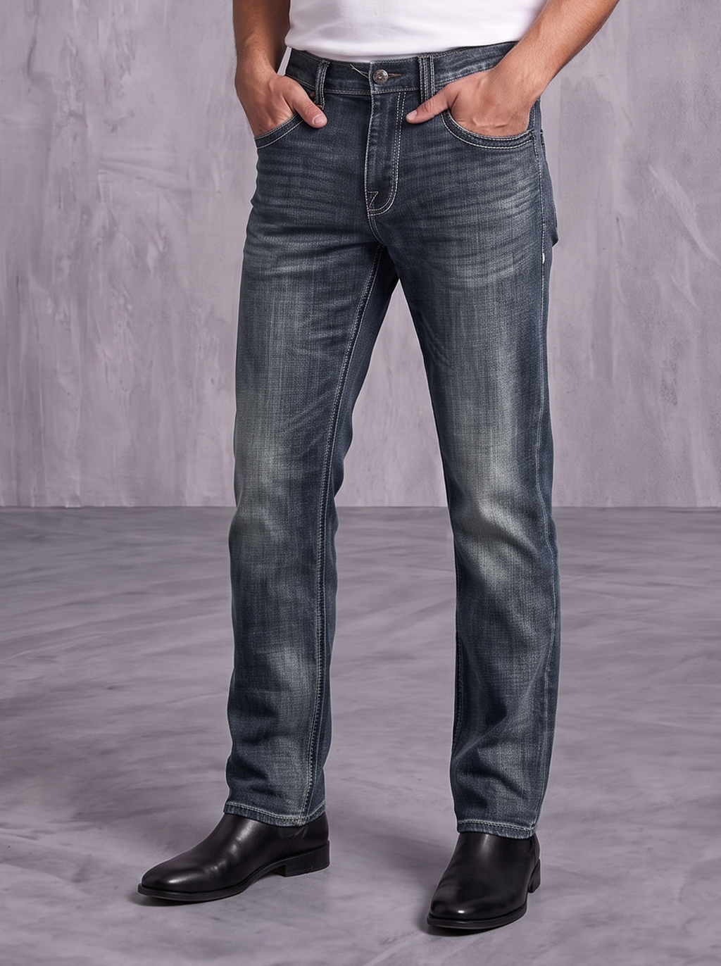 Neil Multi Wave R Stitch Slim Straight Jean
