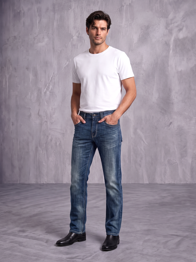 Neil Multi Wave R Stitch Slim Straight Jean