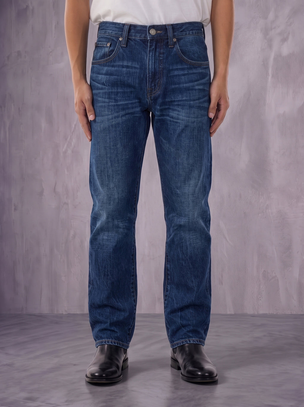 Neil Biker Ribbed Pocket Straight Jean